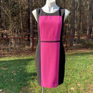 Banana Republic pink and black body con style colorblock sheath dress lined sz 6
